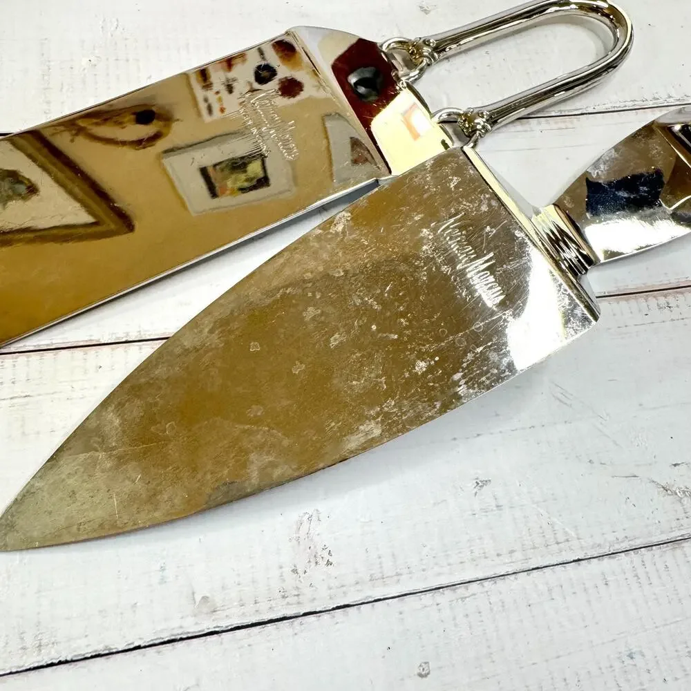 Vintage Neiman Marcus Cake Pie Server Set Silver Plate High Heel Evening Handbag